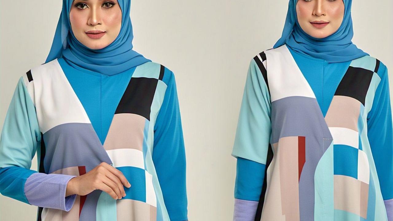 Gamis V Neck Motif Geometris