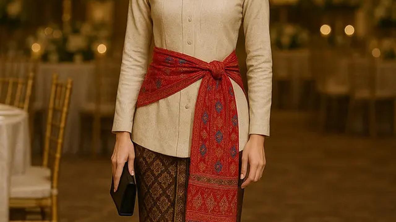 8 Model Kebaya Panjang dengan Selendang Ikat Samping Pinggang, Gaya Uut Permatasari Curi Perhatian