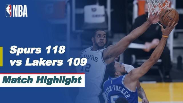 Berita video highlights NBA 2020/2021 antara LA Lakers melawan San Antonio Spurs yang berakhir dengan skor 109-118, Jumat (8/1/2021) siang hari WIB.