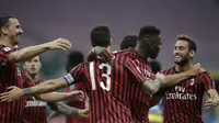 Selebrasi Pemain AC Milan saat Lumat Bologna (AP)
