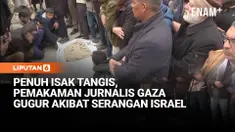 Puluhan warga Palestina menghadiri pemakaman tiga jurnalis yang tewas akibat serangan Israel di Jalur Gaza. Jenazah dimakamkan di Khan Younis, dengan rompi pers dikenakan sebagai simbol profesi mereka saat meliput konflik.