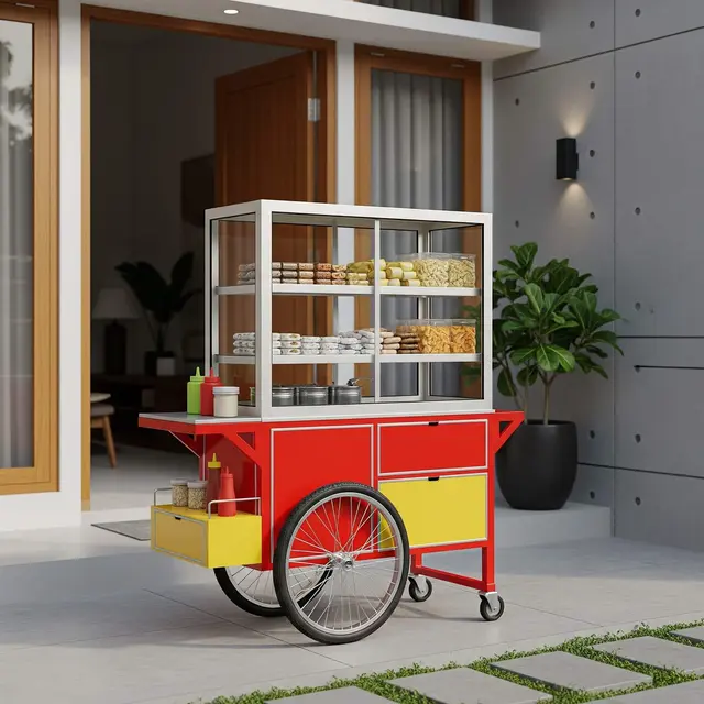 Desain Warung Jajan Anak Depan Rumah dengan Etalase Aluminium