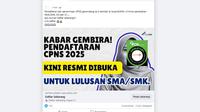 Tangkapan layar klaim link pendaftaran CPNS BUMN 2025 minimal lulusan SMA/SMK.