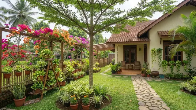 Ide Menata Halaman Rumah Agar Teduh Tanpa Biaya Mahal Model Menata Tanaman Sirih Gading Pada Dinding