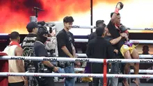 Kkasam melakukan selebrasi setelah menaklukkan Weerian saat bertarung dalam partai utama BYON Madness 2025 di Stadion 6 Emtek City, Jakarta Barat, Sabtu (30/8/2025). (Bola.com/M Iqbal Ichsan)