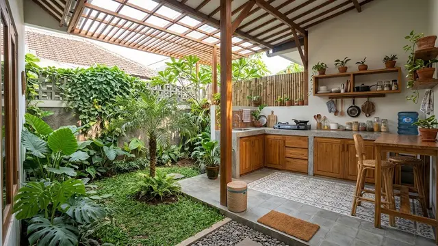 9 Inspirasi Dapur Belakang Rumah yang Menyatu dengan Alam, Nyaman untuk Memasak