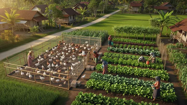 Model Budidaya Ayam Petelur dan Sayuran Daun