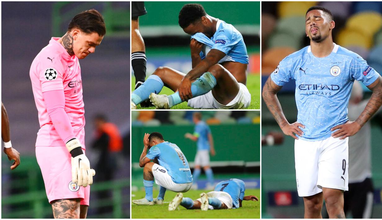 Manchester City baru saja menelan pil pahit usai disingkirkan Lyon pada perempat final Liga Champions. Berikut ragam ekspresi anak asuh Pep Guardiola usai wasit meniupkan peluit panjang tanda waktu pertandingan berakhir.