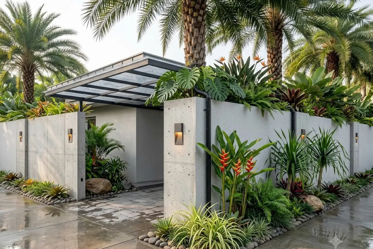 Inspirasi Carport dengan Rain Garden untuk Mengurangi Genangan Air Hujan