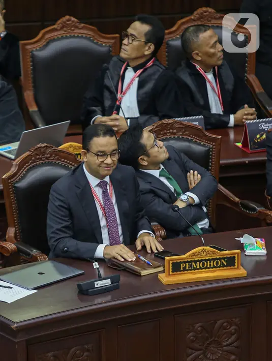 Dalam putusannya, MK menyebutkan bahwa tak terbukti adanya intervensi Presiden terkait penetapan capres-cawapres 2024 seperti yang dituduhkan kubu AMIN. (Liputan6.com/Angga Yuniar)