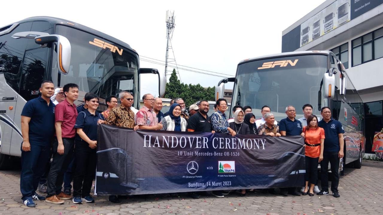 Persiapan Menyambut Mudik Lebaran 2023, PO SAN Luncurkan 10 Unit Bus Mercedes Benz OH 1526