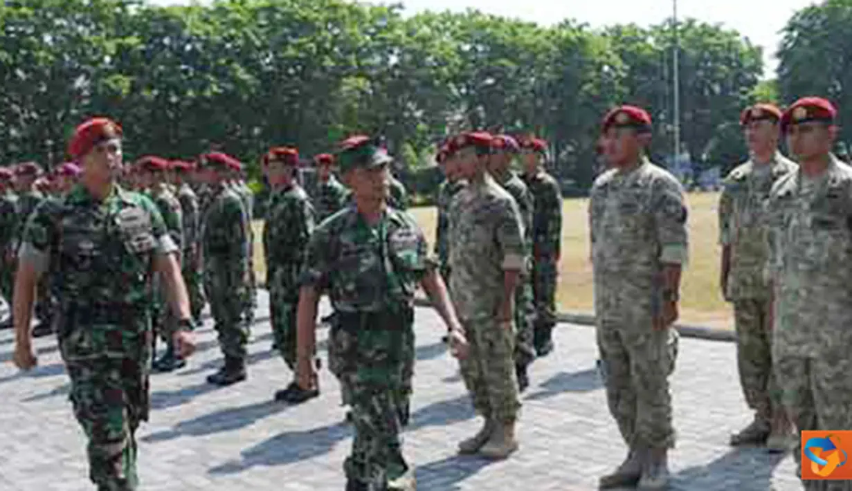 Citizen6, Surabaya: Sebanyak 59 orang pasukan khusus TNI AL dari Satuan Komando Satpaska danYontaifib Marinir laksanakan kursus terjun Bebas (free fall) di Pusdiksus Kodikopsla Kobangdikal, Senin, (24/9). (Pengirim: Penkobangdikal)