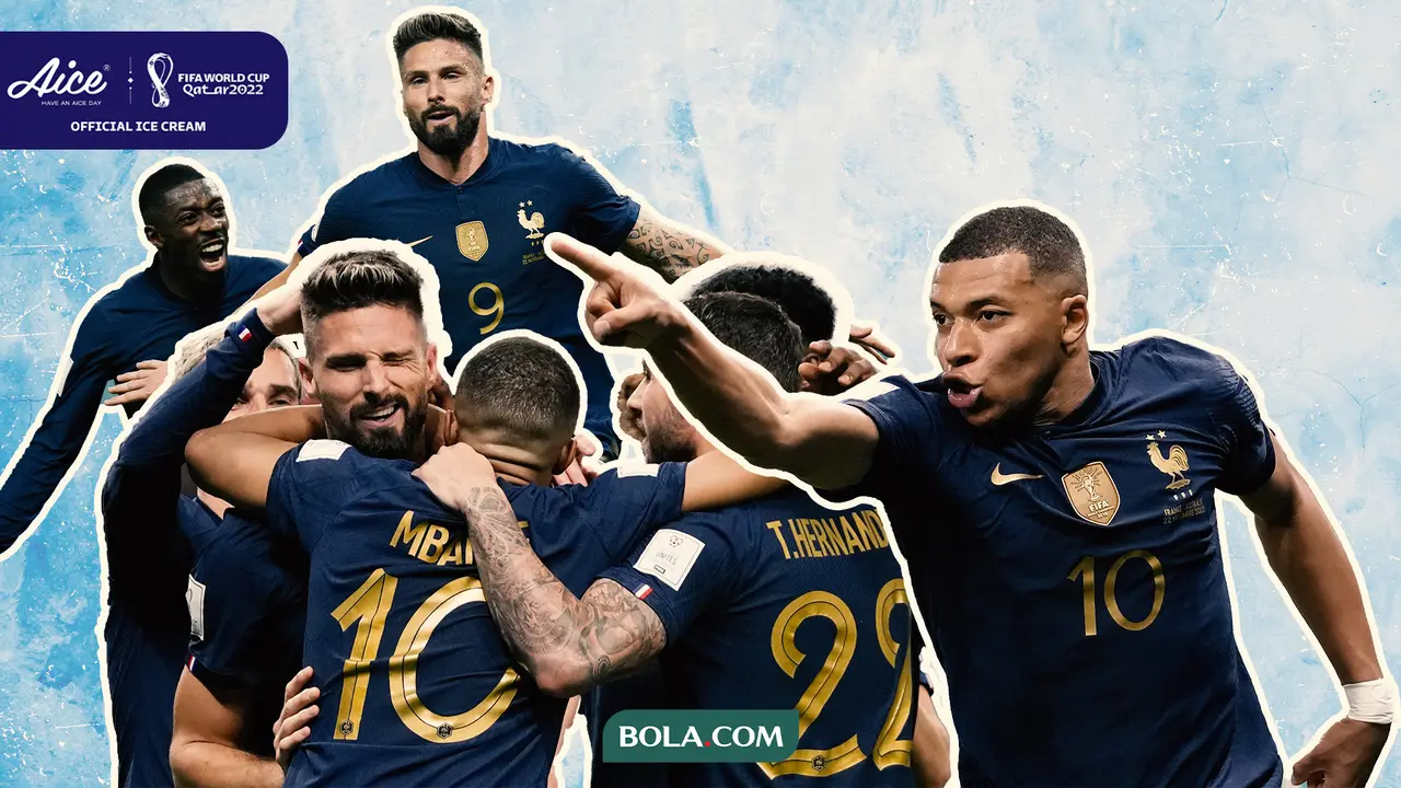 Ilustrasi - Timnas Prancis dan Mbappe dengan Logo AICE
