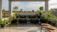 7 Teras Kampung Minimalis 3x4 dengan Kolam Ikan Bertingkat, Bikin Adem