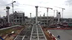 Foto udara perkembangan pembangunan Jakarta International Stadium, Jumat (23/10/2020). Hingga pekan ke-59, progres konstruksi Jakarta International Stadium sudah mencapai 31,89 persen dan ditarget akan selesai pada akhir 2021. (Liputan6.comHelmi Fithriansyah)