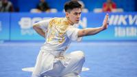 Sampai Minggu (24/9/2023) siang, kontingen Indonesia telah sukses menyabet total empat medali. Perinciannya, Indonesia meraih satu medali perak dari wushu melalui Edgar Xavier Marvelo dan tiga perunggu dari cabang dayung. (AP Photo/Vincent Thian)