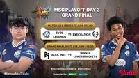 Live streaming grand final Mobile Legends: Bang Bang Southeast Asia, Minggu (13/5/2021) dapat disaksikan melalui platform streaming Vidio, Bola.com, dan Bola.net. (Dok. Vidio)