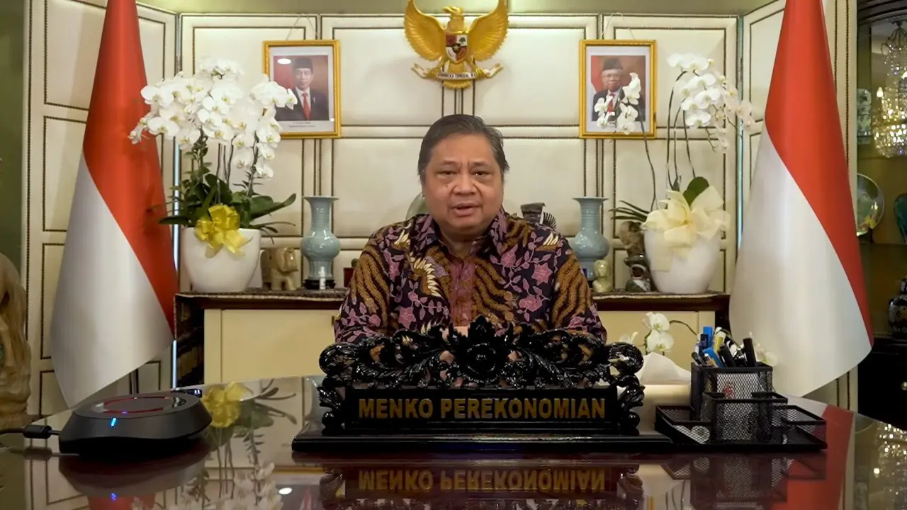 Menteri Koordinator Bidang Perekonomian Airlangga Hartarto dalam 7th International Conference on Big Data and Data Science for Official Statistics, Senin (7/11/2022). (Sumber ekon.go.id)