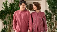 6 Potret Model Gamis Rompi Lepas Luna Maya, Inspirasi Lebaran Sarimbit Keluarga
