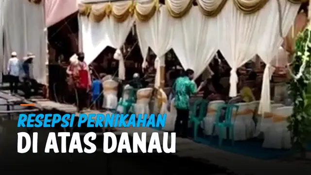 VIDEO: Viral, Acara Resepsi Pernikahan Digelar di Atas Danau