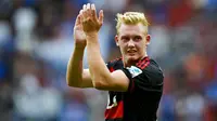 1. Julian Brandt, Bayern Leverkusen, sudah menjadi andalan meski masih berusia 19 tahun membuat dirinya dianggap sebagai calon bintang masa depan. (AFP/Sascha Schuermann)