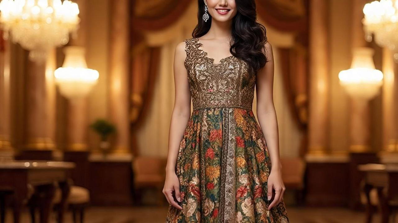 7 Model Dress Batik A-Line Kombinasi Brokat, Inspirasi Tampilan Anggun Memikat di Setiap Saat