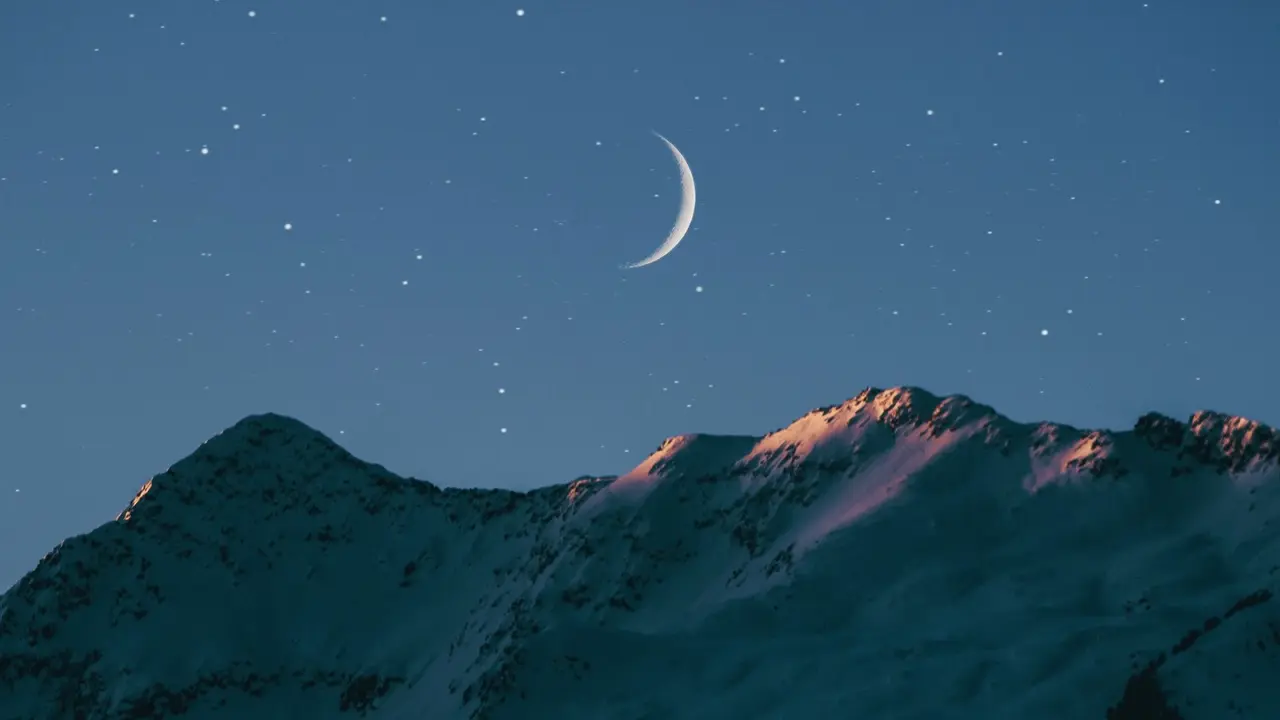 Ilustrasi bulan dan bintang, malam hari