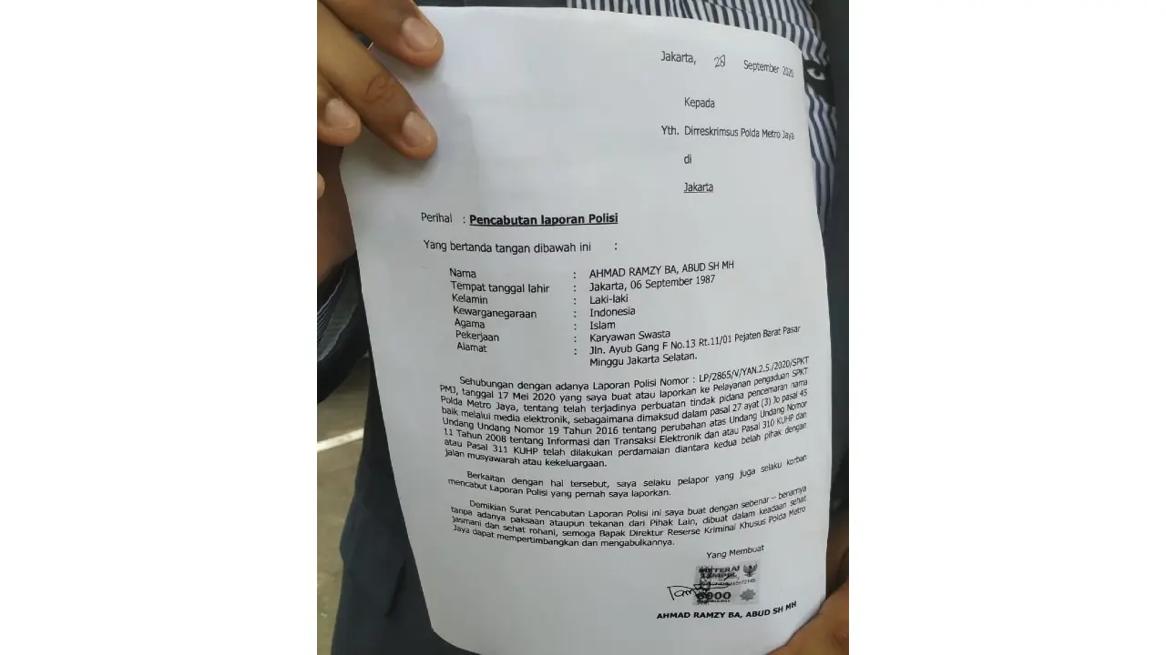 Komisaris Utama PT Pertamina Basuki Tjahaja Purnama atau Ahok secara resmi mencabut laporan polisinya. (Istimewa)