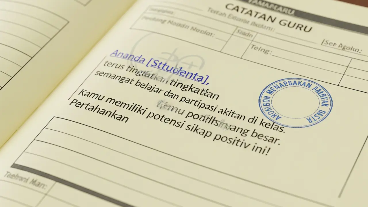 Contoh Catatan Wali Kelas.