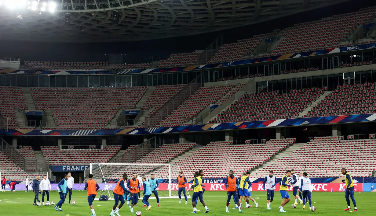 Prancis menyambut Gibraltar di Allianz Riviera dalam lanjutan Kualifikasi Euro 2024 Grup B pada Minggu, 19 November 2023, jam 02:45 WIB. (FRANCK FIFE / AFP)