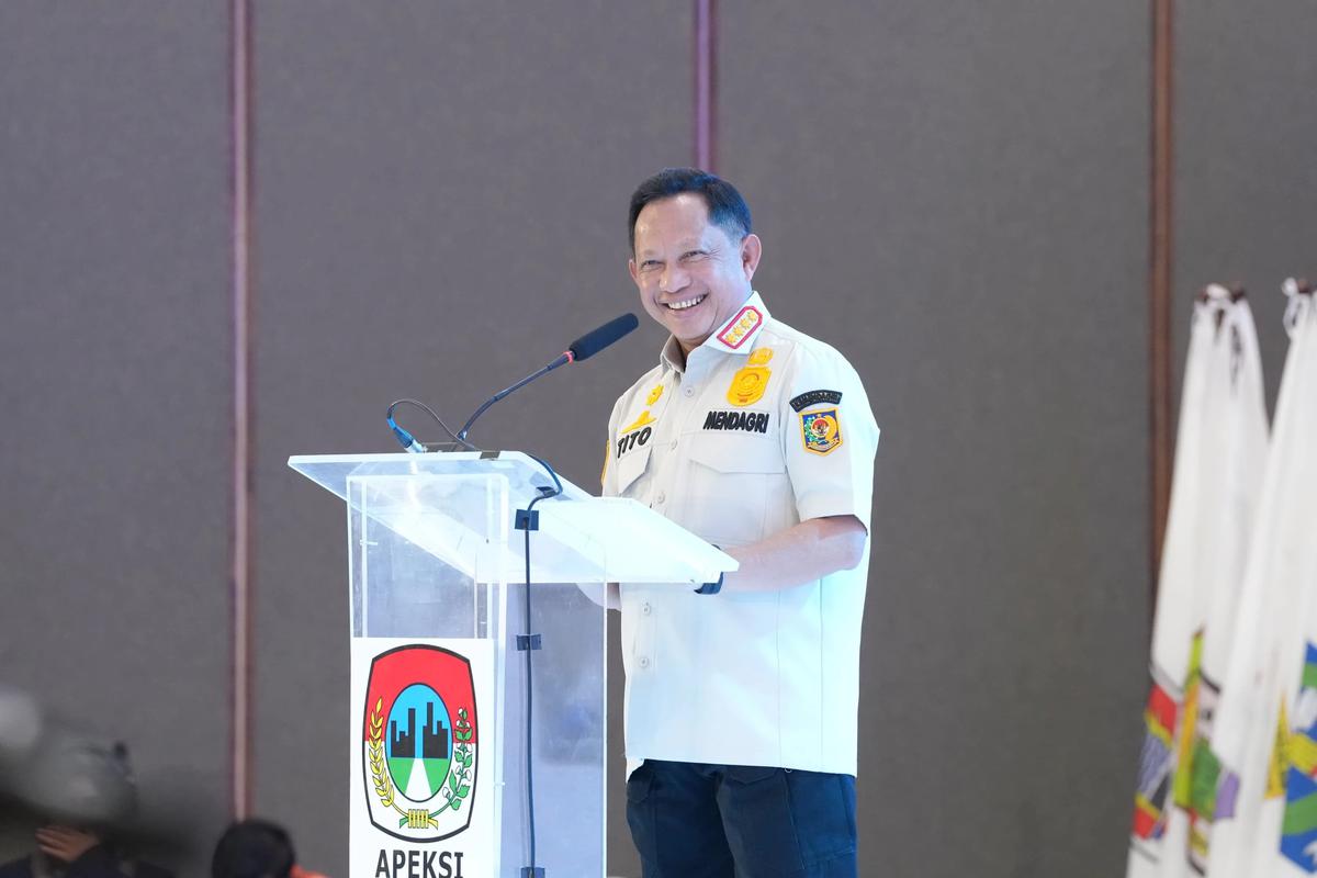Mendagri Tito Karnavian saat menyampaikan sambutan kunci pada Rapat Kerja APEKSI Komisariat Wilayah I
