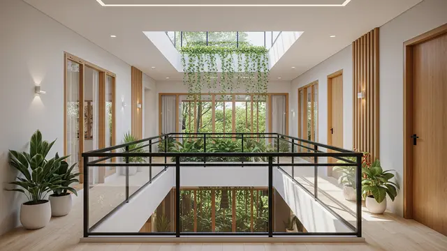 Balkon Indoor Menghadap Taman Dalam
