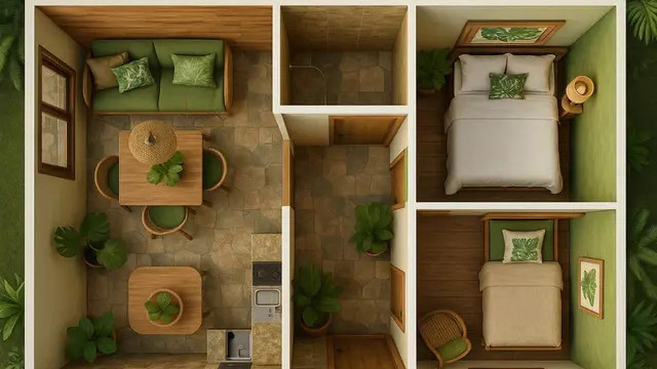 7 Gambar Desain Rumah Tipe 21 dengan 2 Kamar Tidur