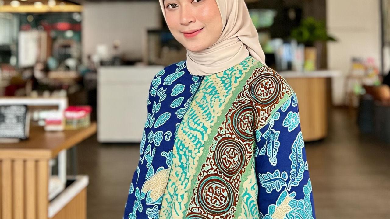 Ilustrasi Gamis Batik Kombinasi