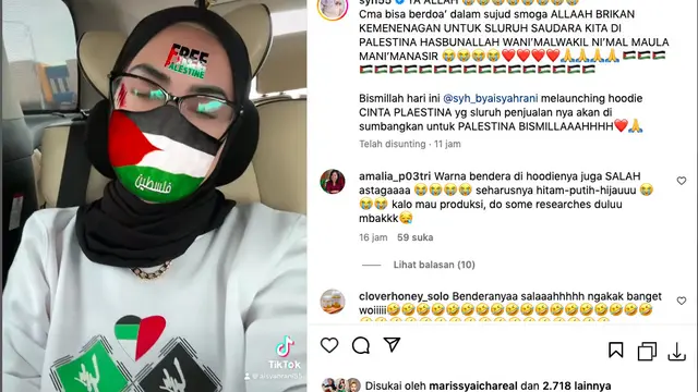 Aisyahrani Adik Syahrini Luncurkan Hoodie Cinta Palestina, Tapi Dihujat Karena Benderanya Salah
