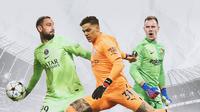 Ilustrasi - Ederson Moraes, Gianluigi Donnarumma, Ter Stegen&nbsp;(Bola.com/Bayu Kurniawan Santoso)