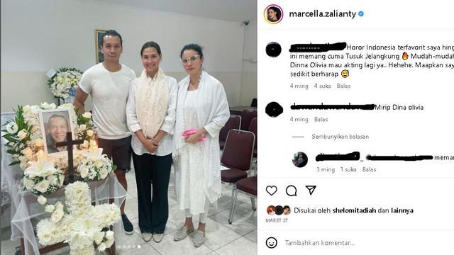 Dinna Olivia (tengah) bersama Samuel Rizal dan Marcella Zalianty (Foto: instagram marcella.zalianty)