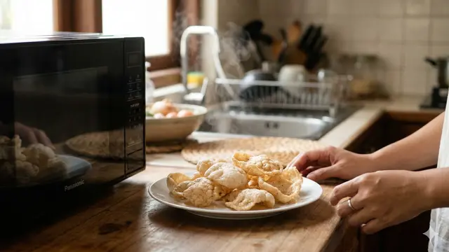 Cara Goreng Kerupuk di Microwave (Foto: Gemini AI)
