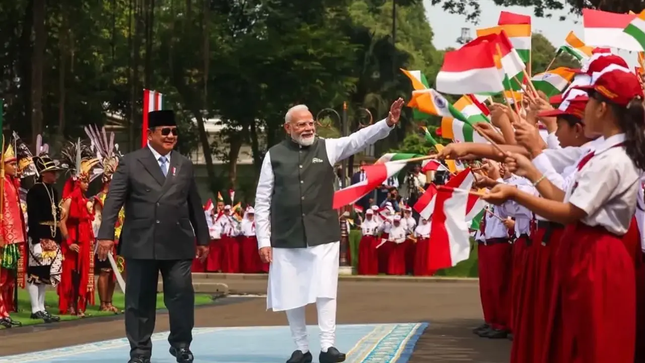 Presiden RI Prabowo Subianto dan Perdana Menteri India Narendra Modi di Istana Merdeka, Jakarta, Selasa (7/7/2026).