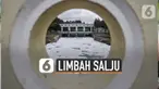 Limbah busa seperti salju masih terlihat di aliran banjir kanal timur (BKT), Duren Sawit, Jakarta Timur.