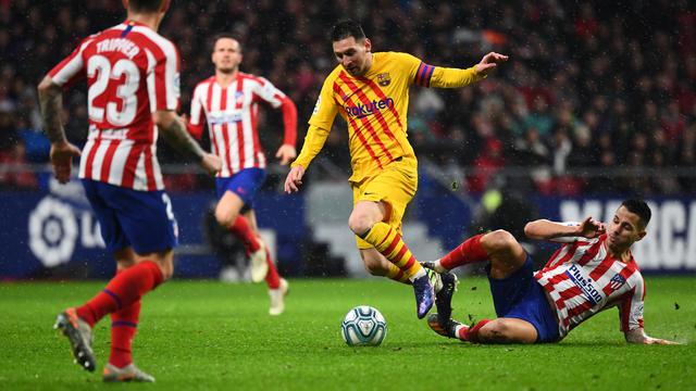 Aksi Lionel Messi saat Barcelona melawan Atletico Madrid
