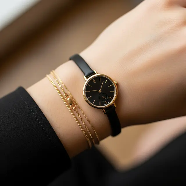 9 Model Gelang Emas Gram Kecil yang Cocok dengan Jam Tangan Hitam, Tampil Modern