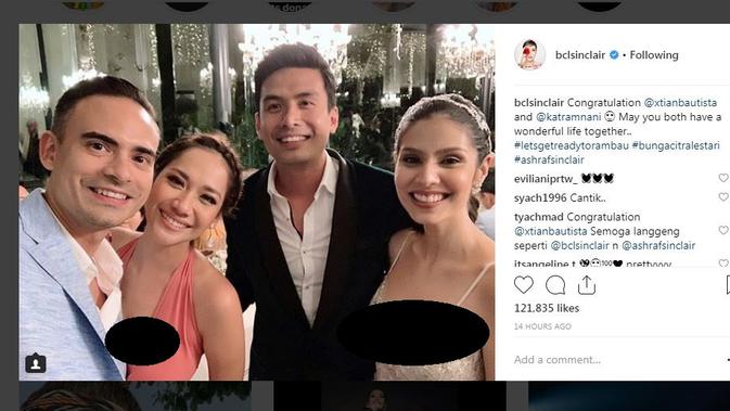 Bunga Citra Lestari di pernikahan Christian Bautista. (Instagram - @bclsinclair)