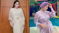 Gaya Seleb Pakai Kaftan (Sumber: Instagram/celine_evangelista/bellashofie_rigan)