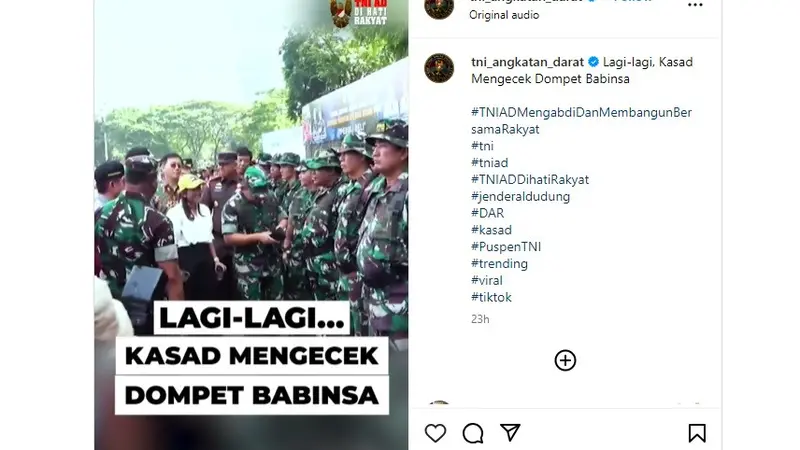 Ada momen unik yang dilakukan Kepala Staf Angkatan Darat (KASAD) Jenderal Dudung Abdurachman saat bertemu dengan para Babinsa