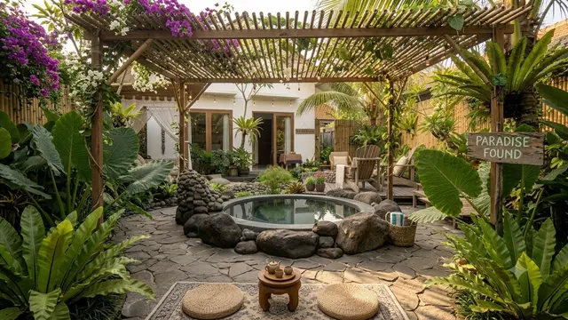 Halaman Rumah Bernuansa Resort dengan Budget Terjangkau (AI Generated)