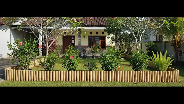 Ide Pembatas Akar Murah untuk Rumah Tipe 36 Model Pembatas dari Bambu Potong