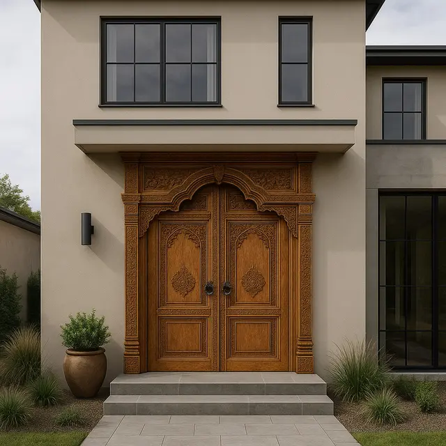 7 Gambar Rumah Minimalis dengan Pintu Gebyok 2025, Tren Hunian Unik yang Lagi Digemari