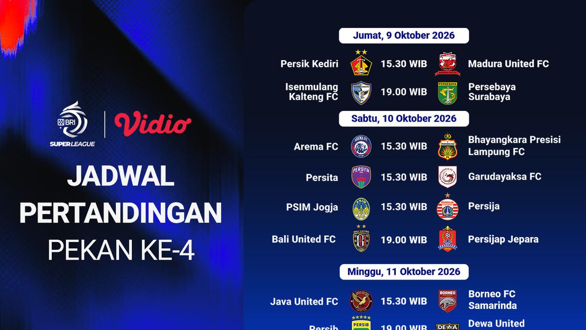 Jadwal BRI Super League 2026/27 Pekan ke 4: Madura United Jaga Rekor, Persib Tantang Pemuncak Klasemen di Vidio