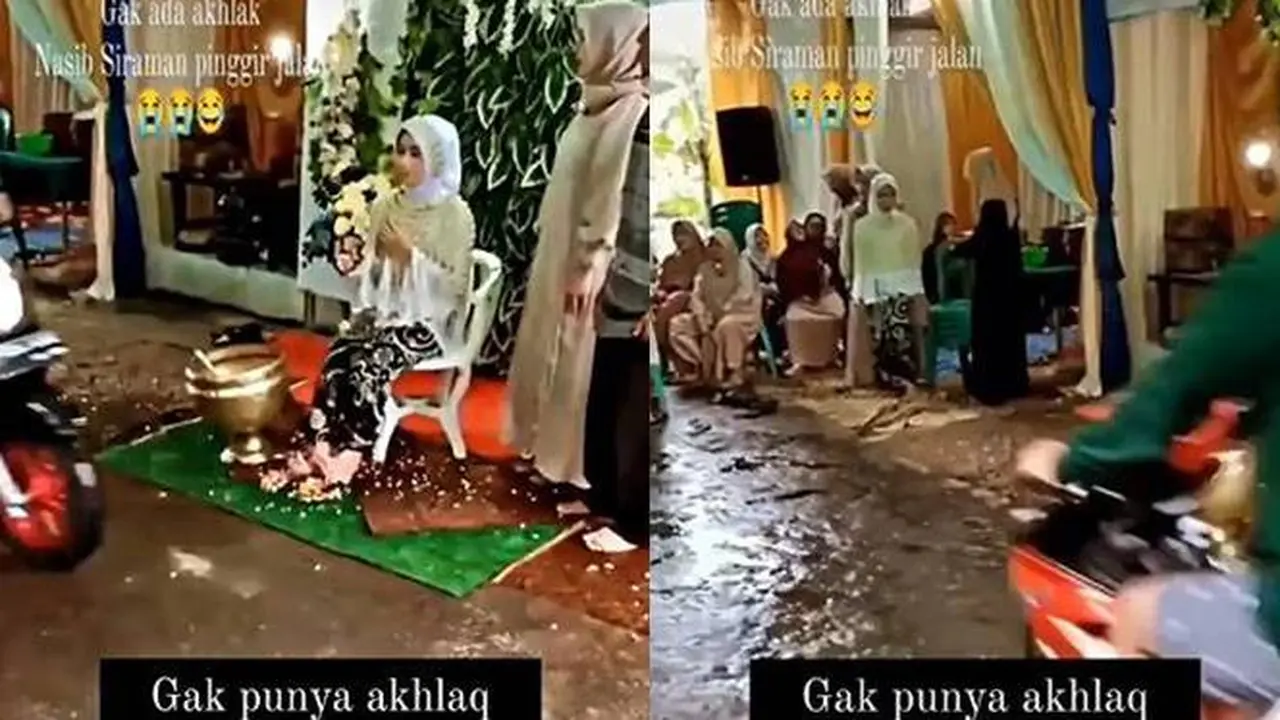 Gelar Pernikahan di Jalan, Momen Siraman Pengantin Ini Jadi Viral